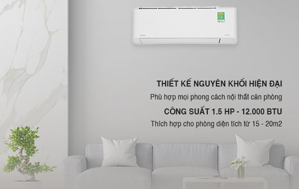 Máy lạnh Toshiba Inverter 1.5 HP RAS-H13Z1KCVG-V - Thiết kế nguyên khối sang trọng, công suất lạnh 1.5 HP